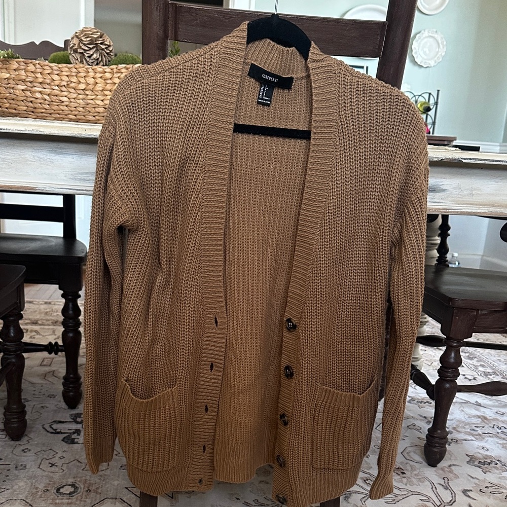 Dark tan cardigan sweater